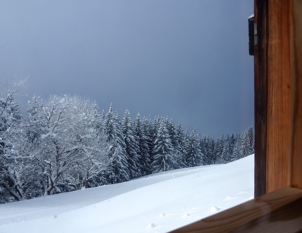 Megève en hiver, vue du restaurant le Petit Forestier