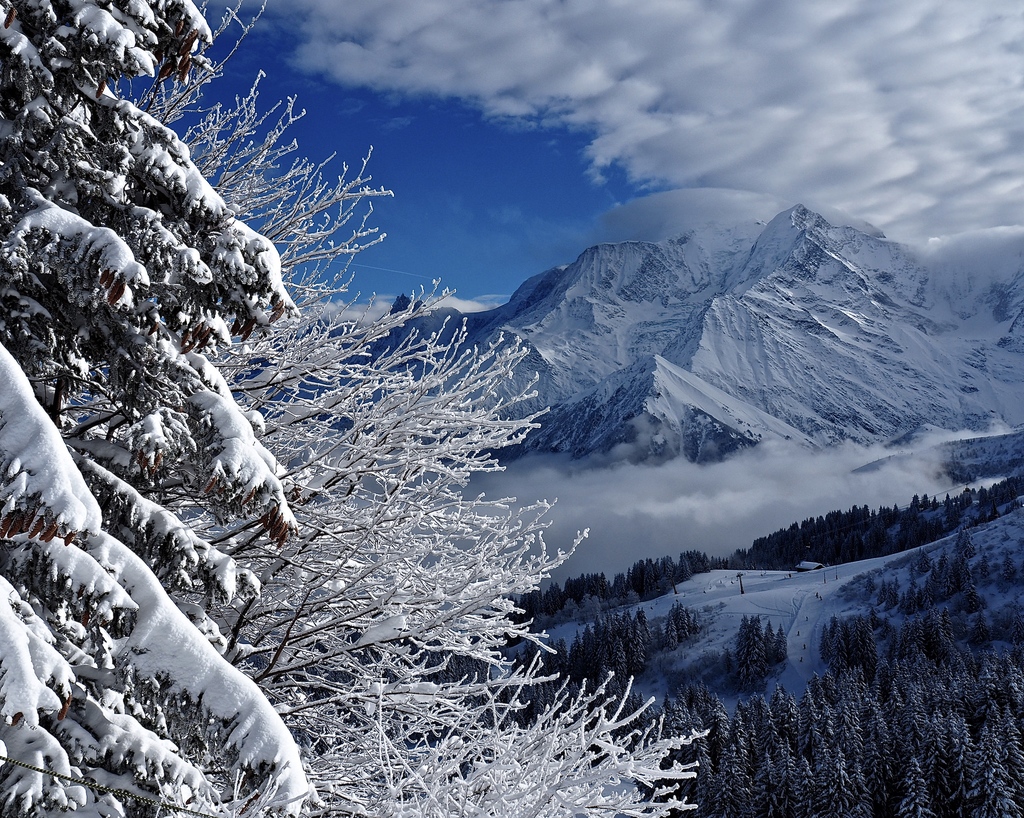 Megève en hiver, en haut du Mont d'Arbois